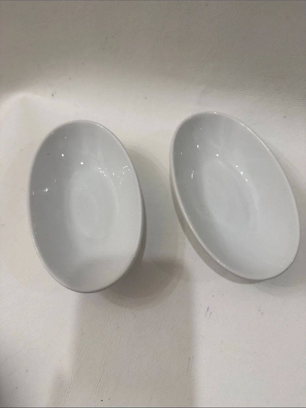Vertex Vista 6 Oz Premium White Oval Ceramic Casserole Serving Bowls Set of 2